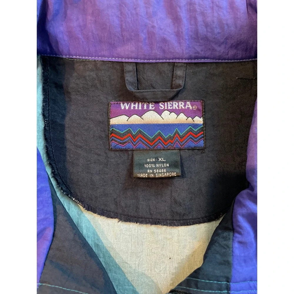 White Sierra Colorblock Anorak Jacket Teal Black Purple Nylon Pullover XL